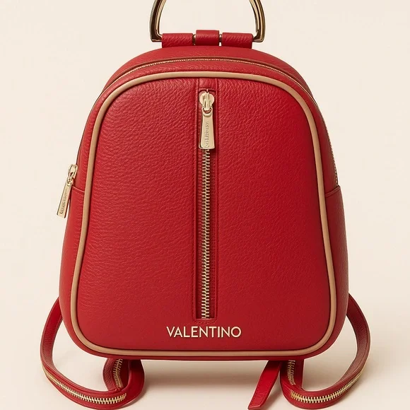 VALENTINA LEATHER BACKPACK, RED pristine condition)